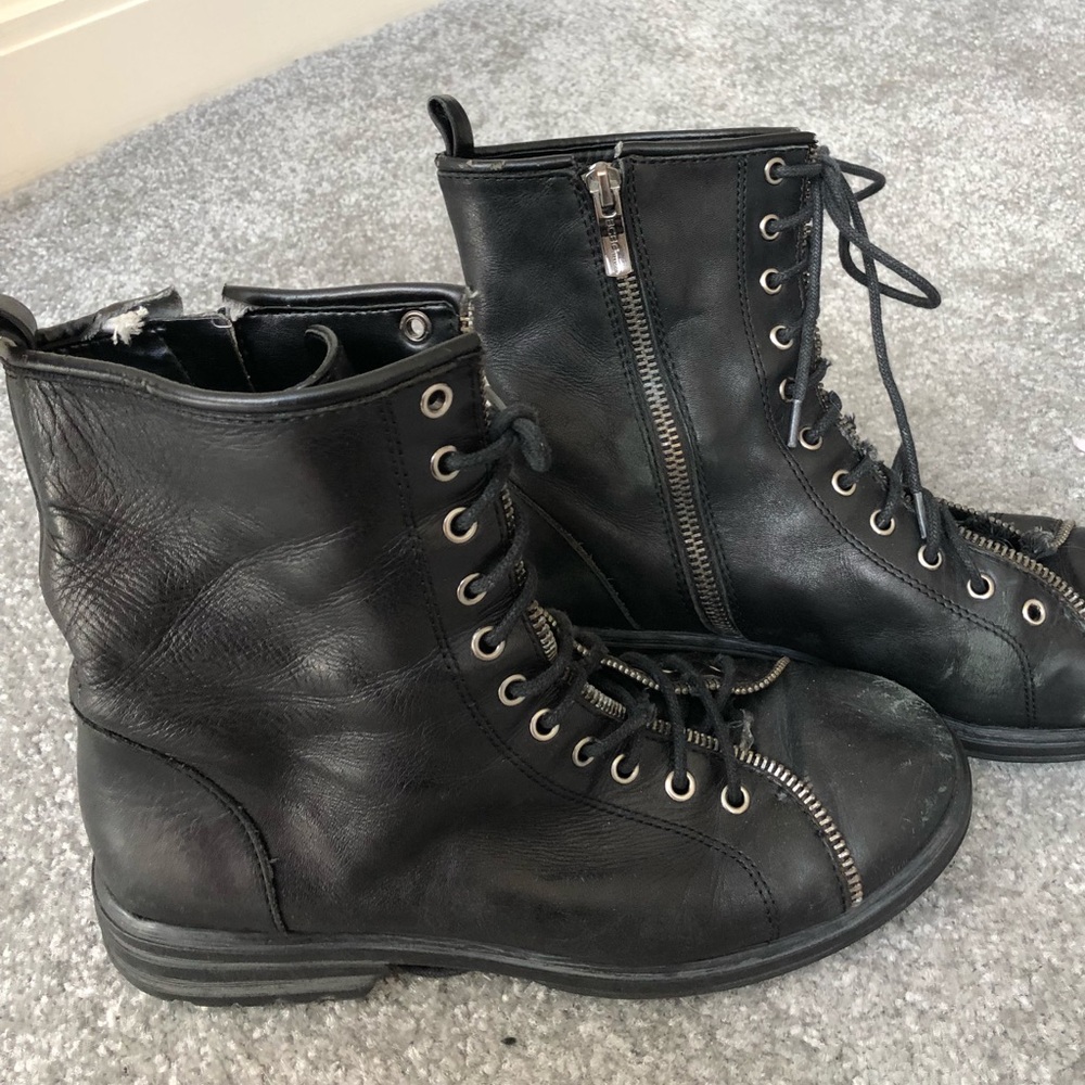 black combat boots